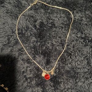 Touchstone Crystal by Swarovski Silver Necklace with Red Pendant